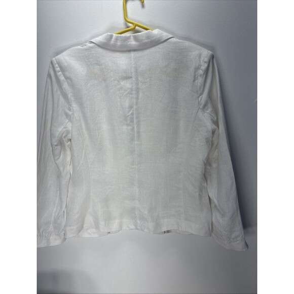 Olivia Moon Women’s 100% Linen White 1-Button Blazer Pockets Sz M - Picture 8 of 15